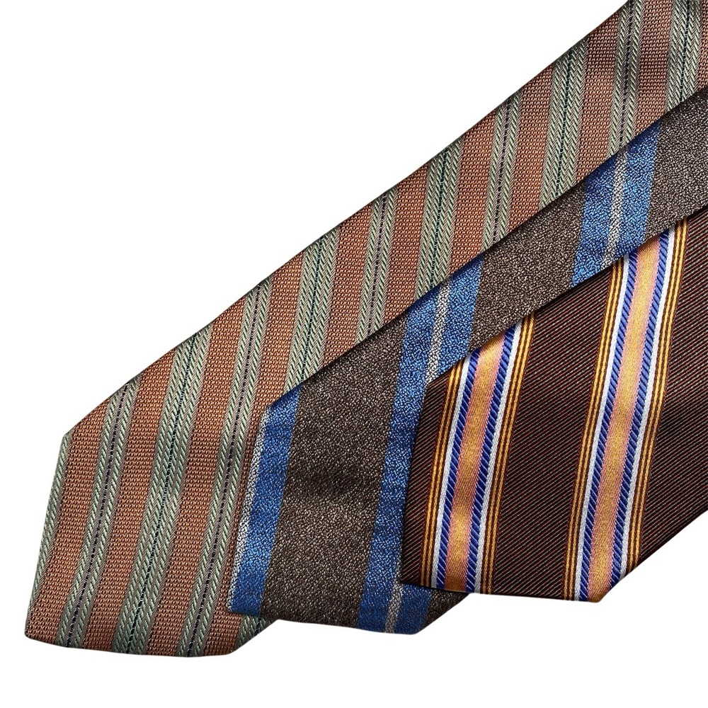 Lot of 3 Butler Custom Clothing Ties 60x3.25 Silk Multicolor Stripe China